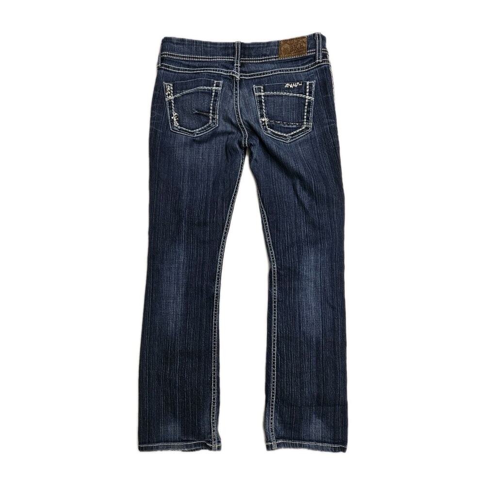 BKE Sabrina Bootcut Jeans Womens 27x29.5 Dark Wash White Stitched